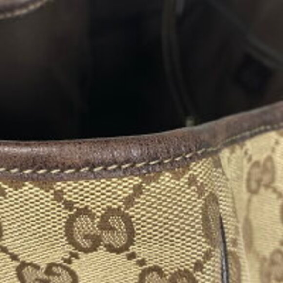 Gucci Canvas Bag Ribbon Beige Brown Princess Tote GG - Picture 4 of 7